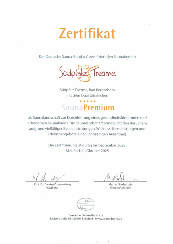 Zertifikat Saunabund